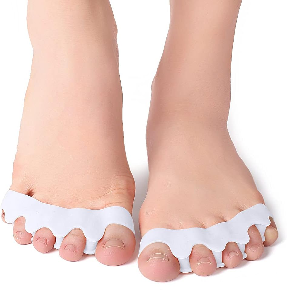 Toe Spacers for Bunions & Hammer Toe - 5 Hole Breathable Toe Separators, Gel High Elastic Hallux Valgus Corrector, Comfortable Toe Straightener for Foot Pain Relief [2 Pairs]