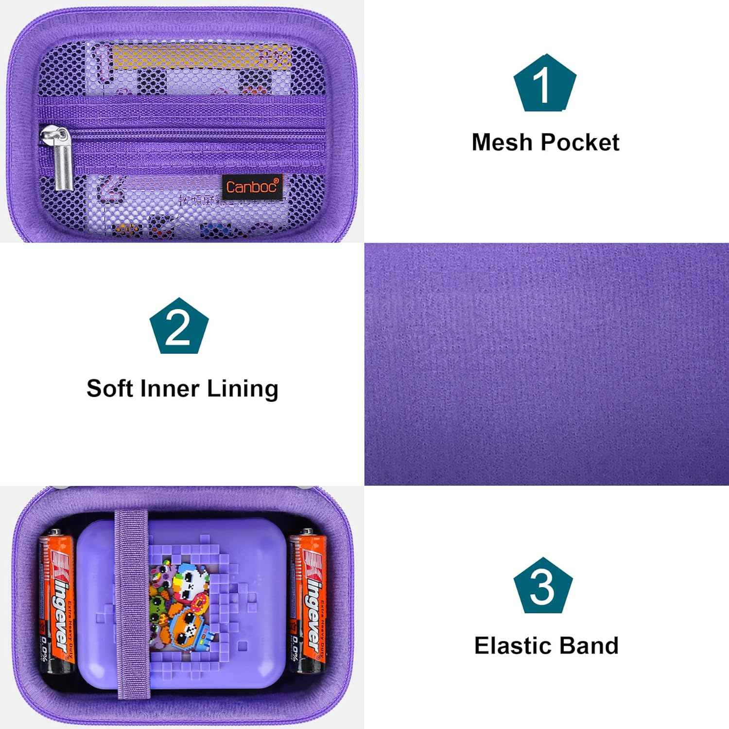 Canboc Hard Carrying Case for Bitzee/Bitzee Disney/Bitzee Magicals Interactive Toy Digital Pet, Virtual Electronic Pets Kids Toys Storage Bag, Purple+Purple (Case Only) image number 4
