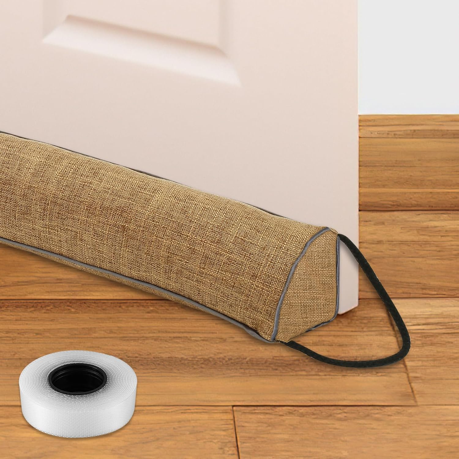 Under Door Draft Stopper,36 Inches Triangle Door Draft Blocker with Hanging Loops,Under Door Wind Soundproof Insect Light Blocker, Weather Guard Stripping for Air Seal Insulation (Amber, 36 In)