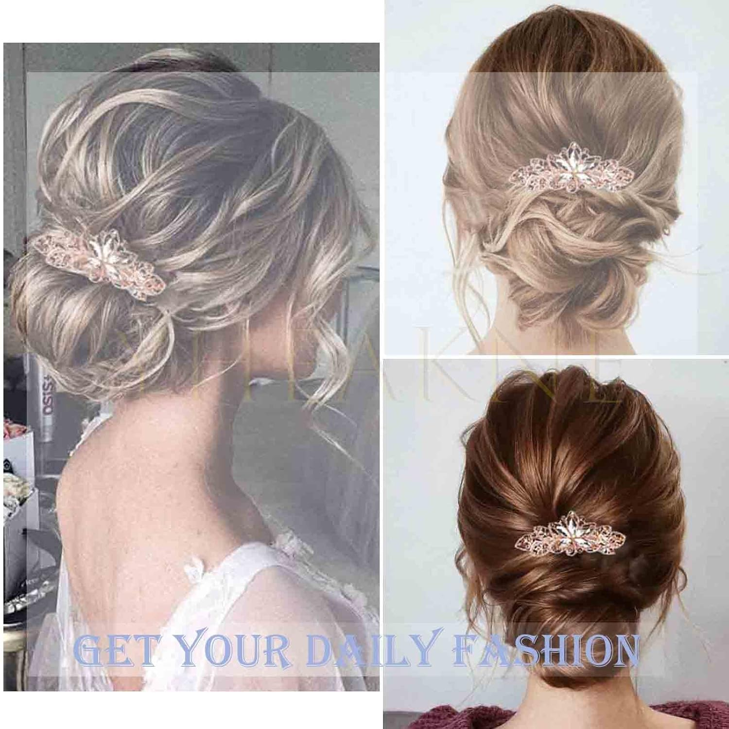 Yheakne Vintage Princess Crown Comb Crystal Small Tiara Crown Headband Shiny Rhinestone Crown Hair Comb Mini Tiara Comb for Girls Birthday Party Prom Hair Accessories (Silver A) image number 2