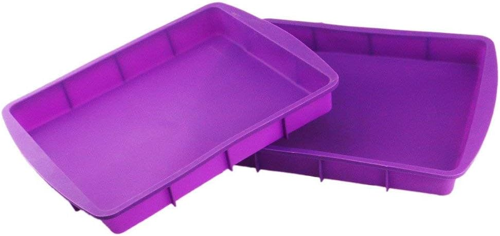 Orgrimmar 2 Pcs Silicone Rectangular Cake Pans Mold Bakeware Bread Baking Pan Non Stick Easy Demoulding Purple image number 2