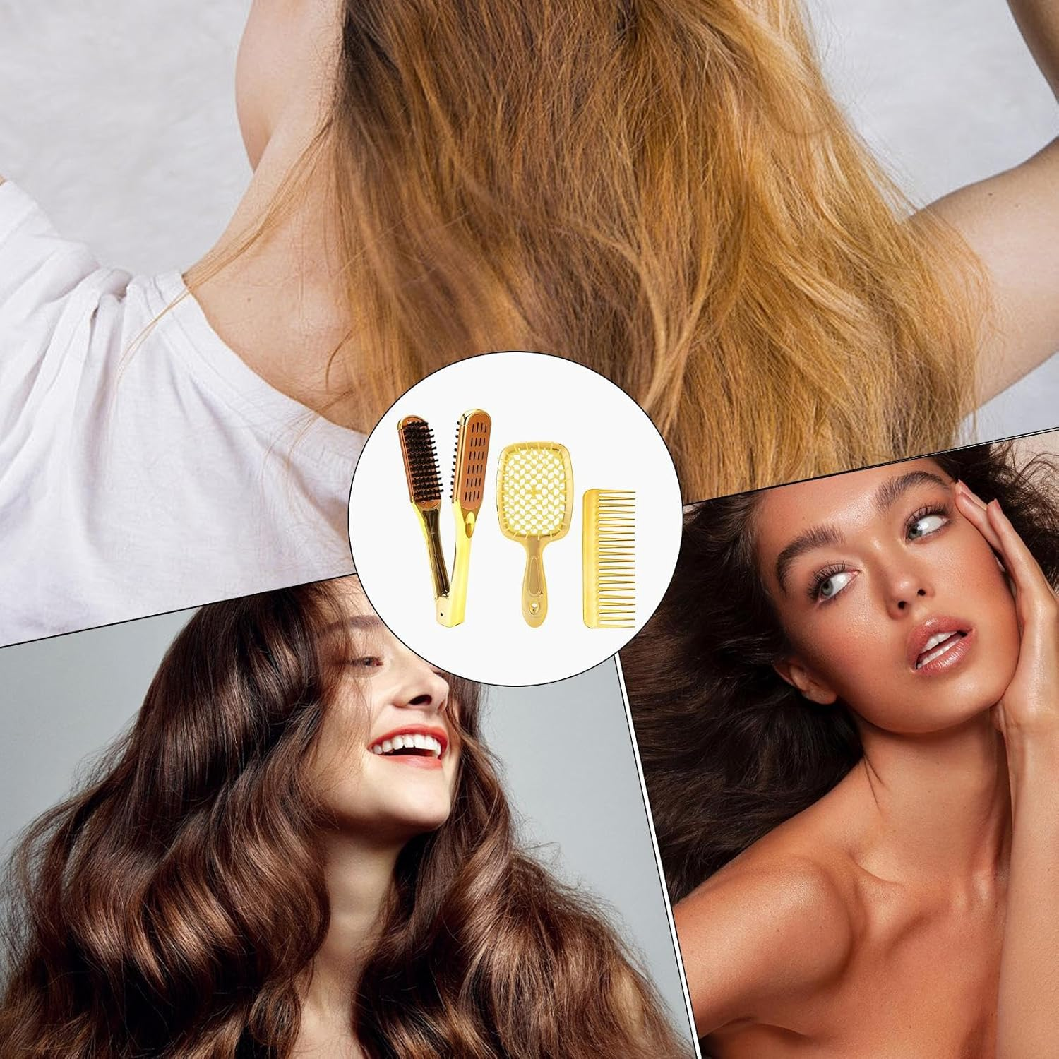 Weqizuerqi Clamp Brush for Straightening Hair | Comb Set for Women | Straightening Brush for Wet Dry Use Men Women Boys Teen Girls Travel Barber Stylist Makeup