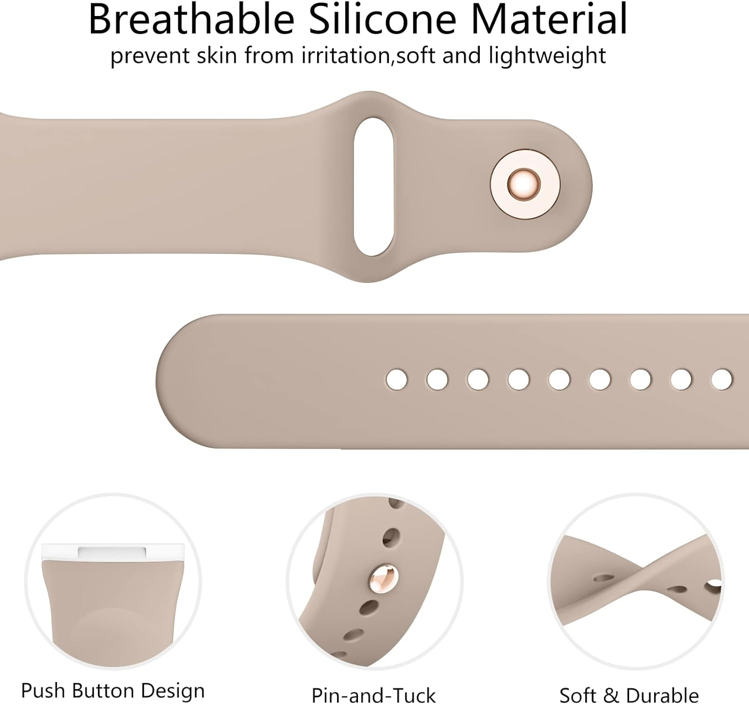 Sport Band for Fitbit Versa 4 / Fitbit Versa 3 Bands, Fitbit Sense 2 / Fitbit Sense Band Women Men, Soft Silicone Sport Straps Replacement Wristbands Compatible with Fitbit Versa 4 / Fitbit Sense 2 Smart Watch - Starlight image number 7