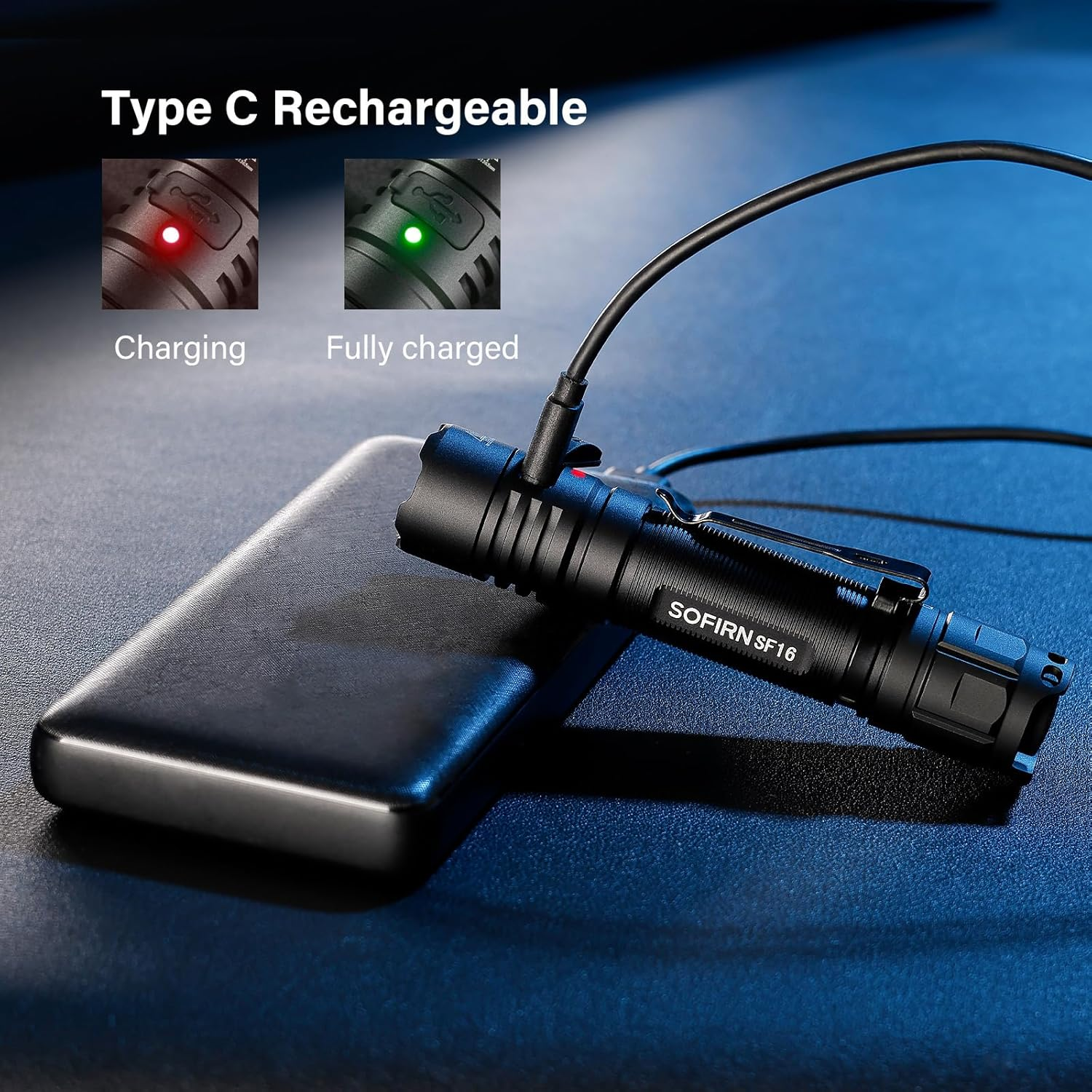 365Nm UV Torch Black Light, Sofirn SF16 Rechargeable Powerful LED Blacklight Flashlight for Detecting Pet Dog Urine, Unveil Invisible Stains, High Definition Pure Ultraviolet image number 1