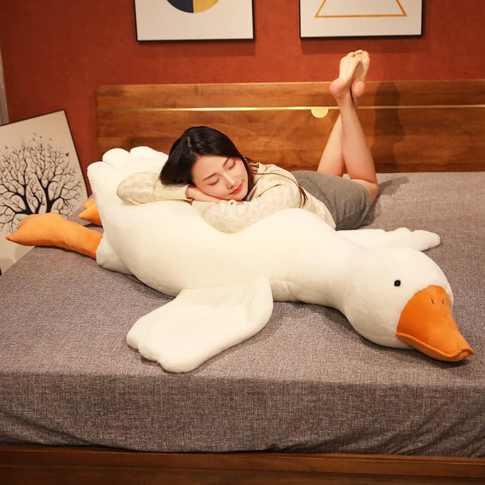 Srutirbo Giant White Goose Weighted Plush-20'' Soft Furry Swan Stuffed Animal Pillow,Huge Plush Anxiety Animals 20In