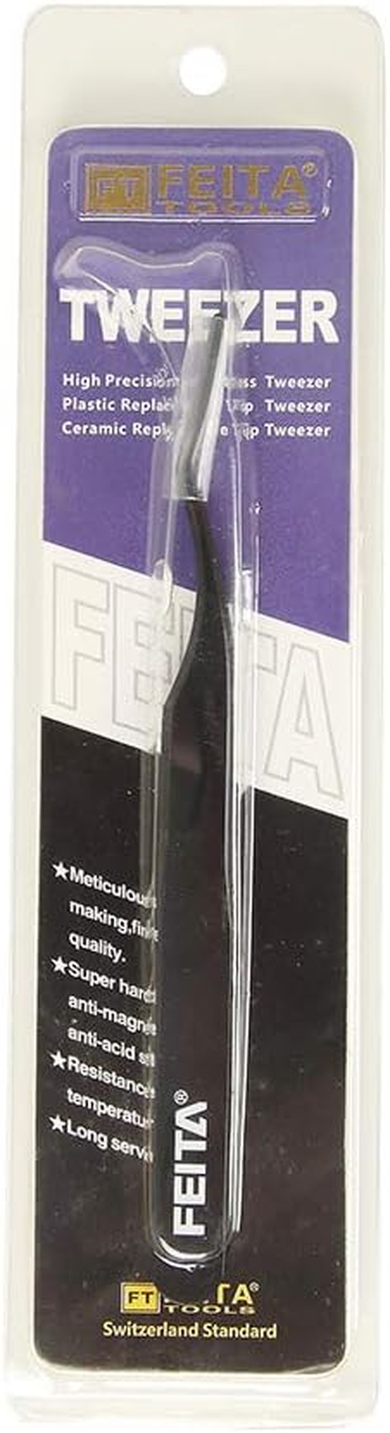 False Eyelash Applicator - FEITA Professional Curved Eyelashes Extension Tweezer for Easy Lashes Application and Removal - Black - 1Pc image number 3