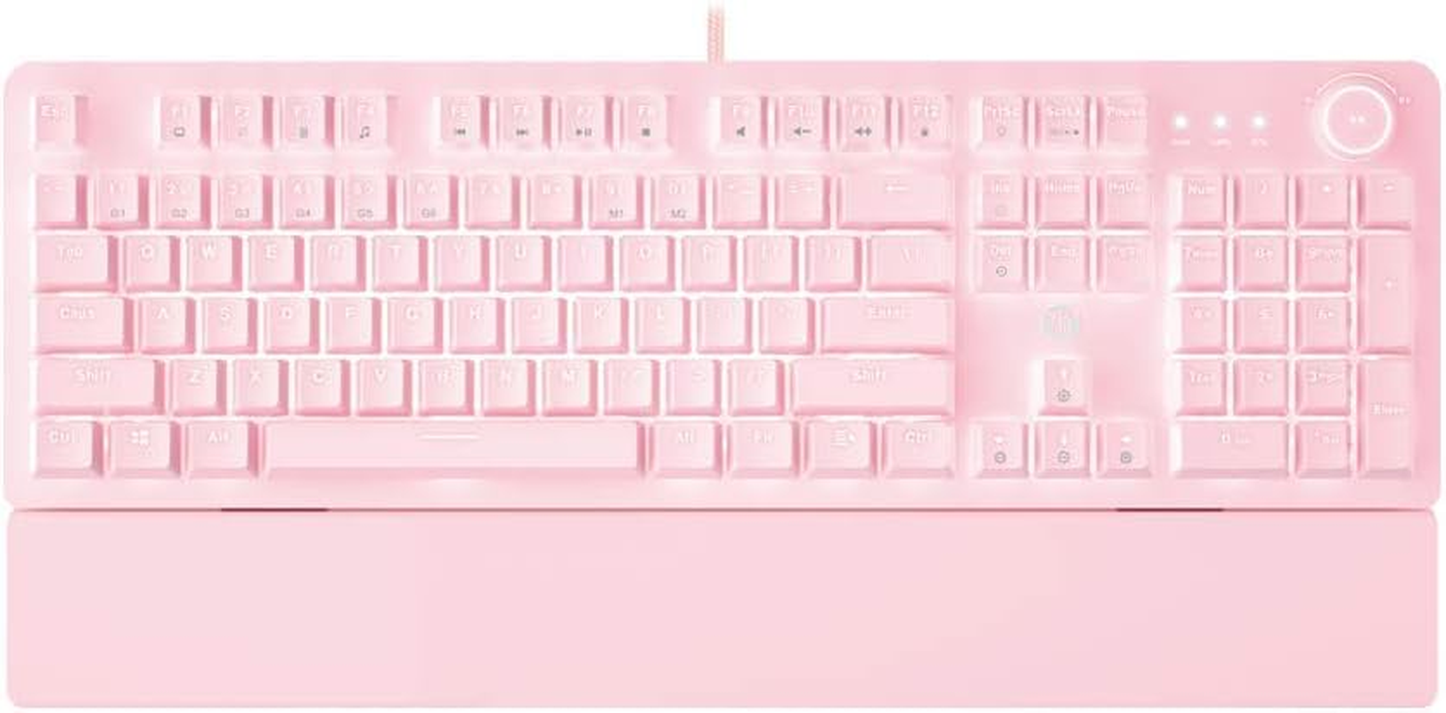 Fantech MK853 Gaming Mechanical Keyboard 104 Keys USB Wired RGB Backlight with Multi-Function Scroll with Ergonomic Wrist Pad (White Color-Red Switch)