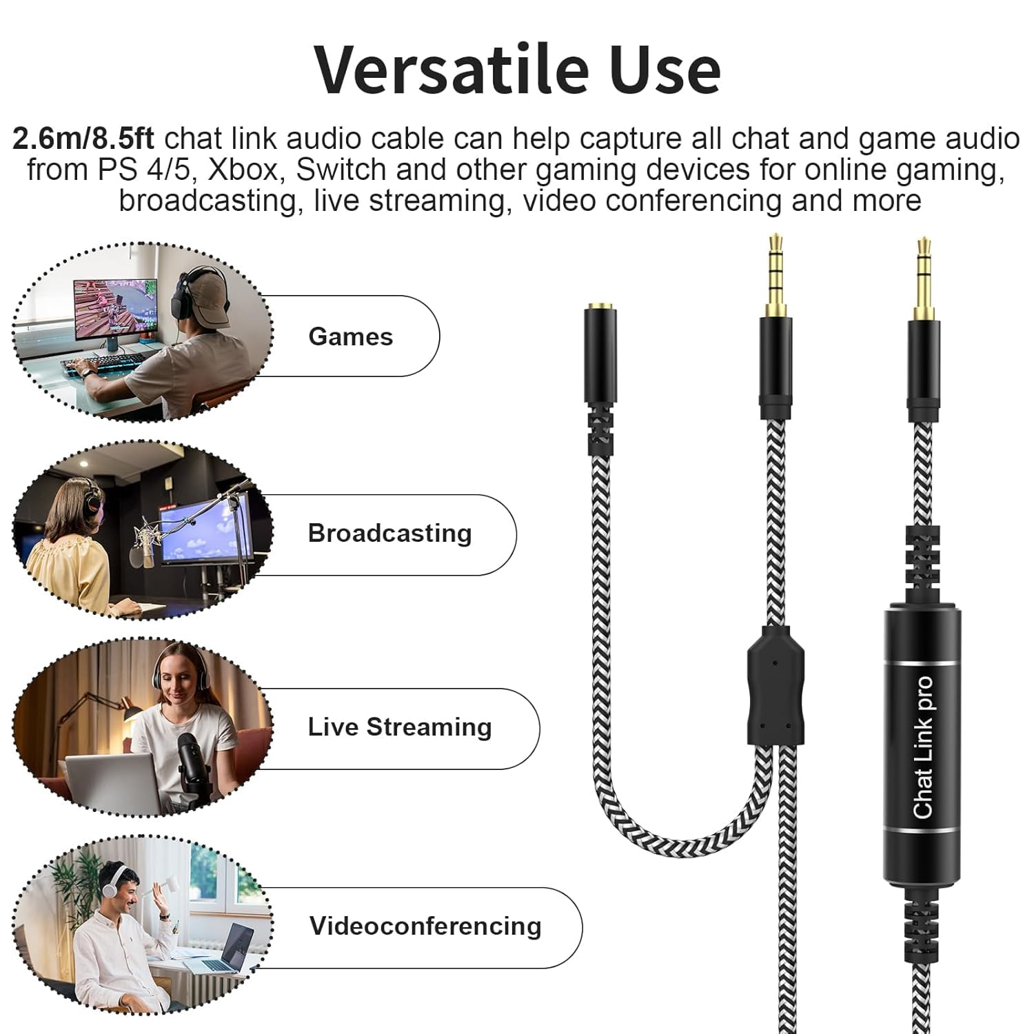 Chat Link Pro Cable Compatible with Elgato HD60S, HD60X, HD60S Plus, HD60 Pro Capture Card for Nintendo Switch, PS5, PS4, Xbox One, PC, 8.8Ft image number 6