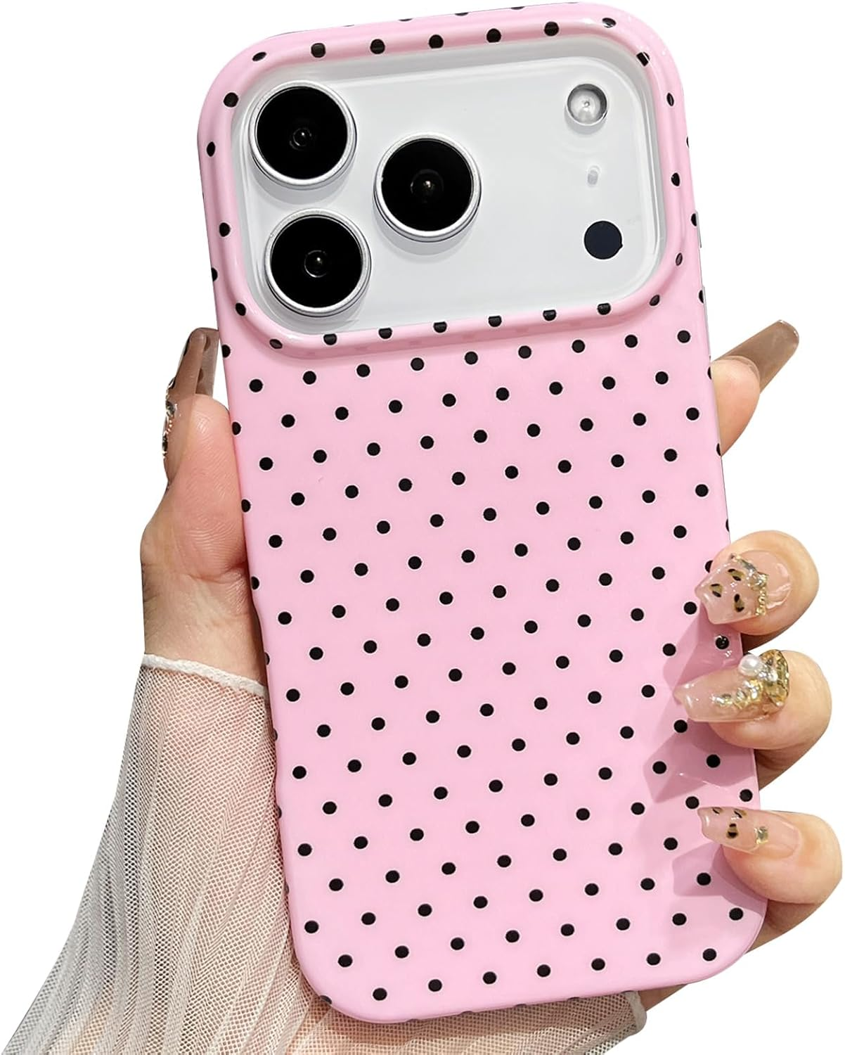 Rorupopo for Iphone 17 Pro Case Women Girly Aesthetic Trendy Polka Dot Phone Cases Simple Design Retro Slim Drop Protection Protective Cover for Iphone 17 Pro，Pink