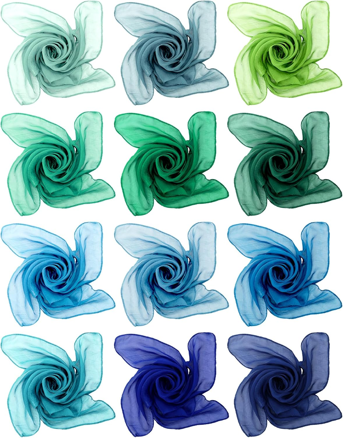 Boao 12 Pcs Chiffon Scarf 50S Sheer Square Retro Neck Head Chiffon Scarf for Women Girls