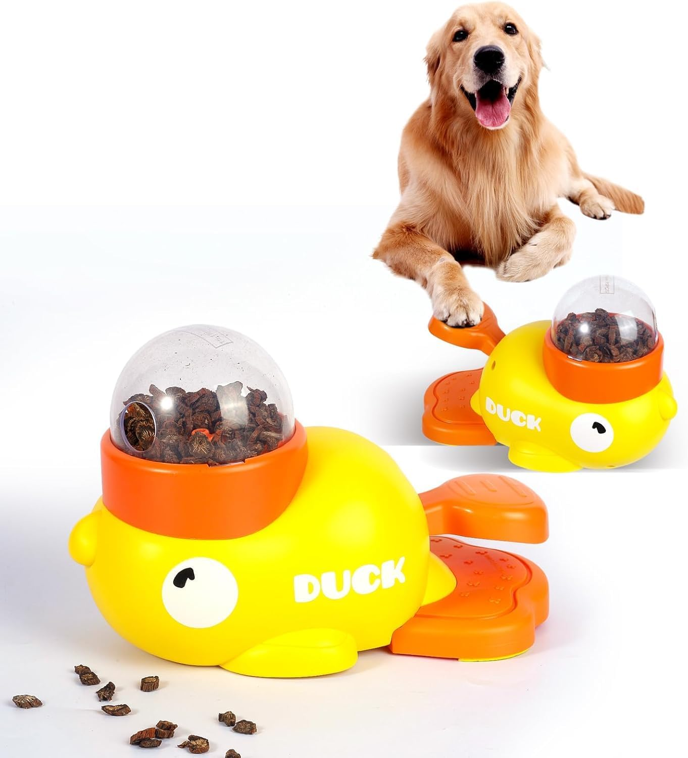 2-In-1 Interactive Pet Feeder, Dog Slow Feeder Puzzle Toy, Durable Duck Shaped Dog Feeder Toys Promotes IQ Training Reduces Bloating anti Gulping Fun Mealtime Feeding Solution image number 5