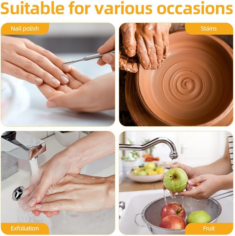 AYBUY 2 Pack Double Sided Wooden Nail Brush, Boar Bristle Nail Cleaning Brush, Nails Scrubber for Manicure and Pedicure Grooming image number 5