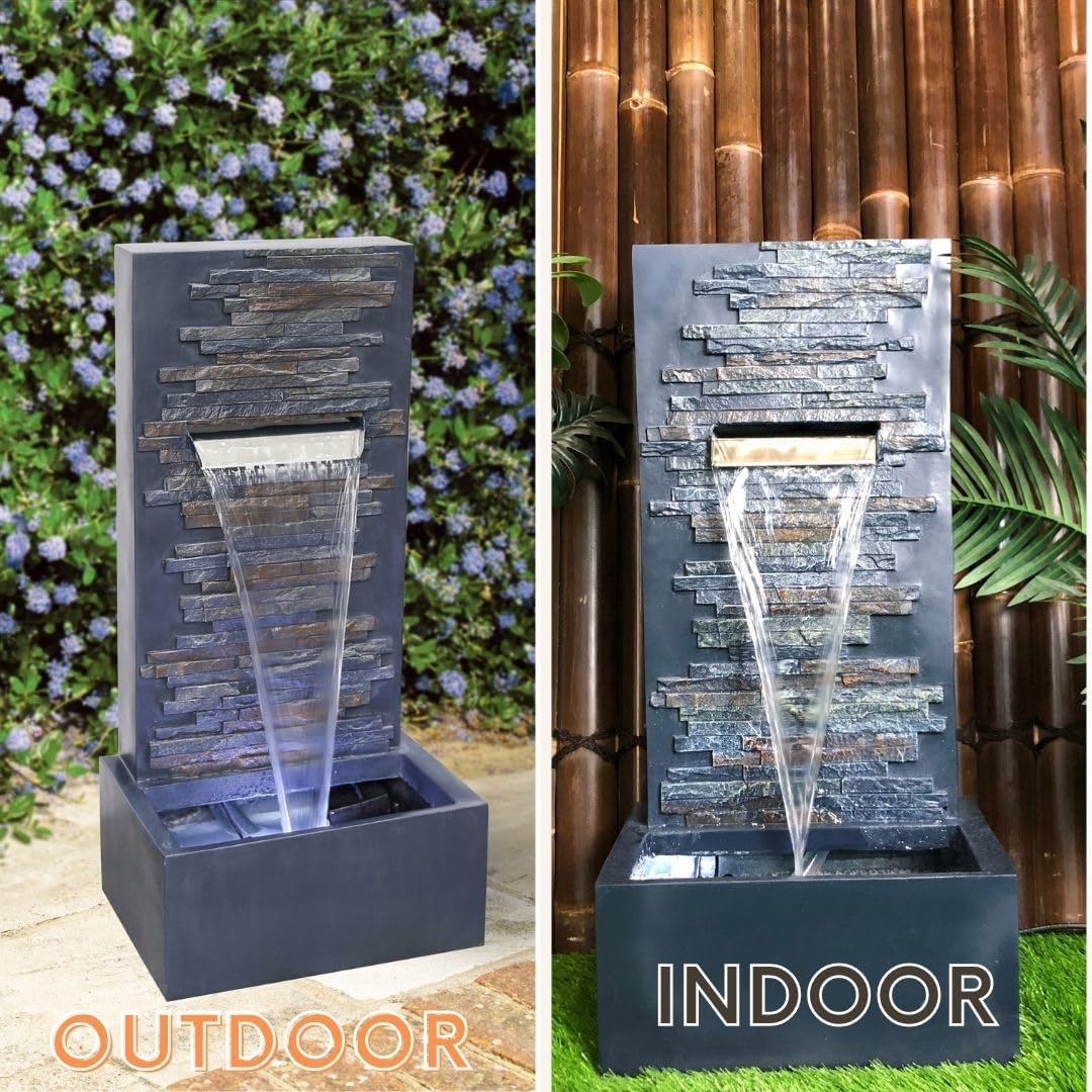 Modern Greystone Waterfall Wall Water Feature Water Fountain image number 1