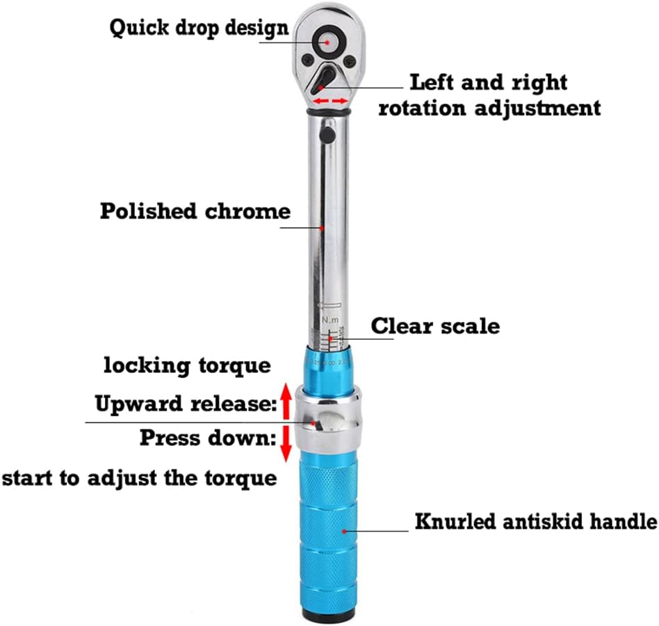 Threeh Inch Pound Torque Wrench 1/4-Inch Drive 1-6 Nm/0.7-4.5Ft-Lb Bicycle Maintenance Kit for Road & Mountain Bikes Motorcycle Multitool image number 4