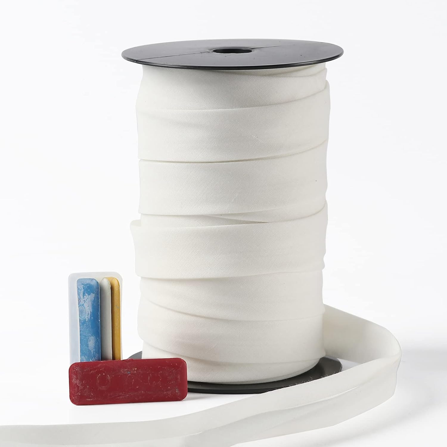 Bias Tape Double Fold 1/2 Inch, Double Fold Bias Binding Tape 55 Yards (Green) and 4 Pieces Sewing Fabric Chalks for Crafts, Sewing, Seaming, Hemming, Piping, Quilting.