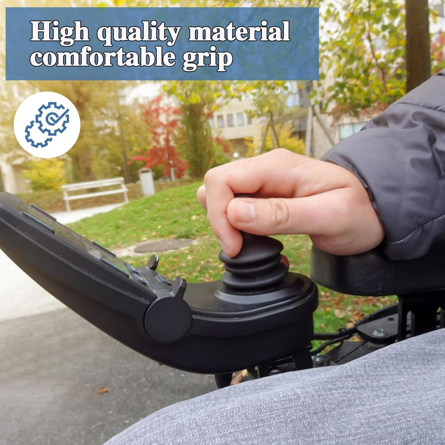 Wheelchair Joystick Button Cap Joystick Controller Knob, 1Set Joystick Controller Knob and Gaiter Wheelchair Joystick Button Cap, Black Joystick Knob Button Controller for Electric Wheelchair image number 1