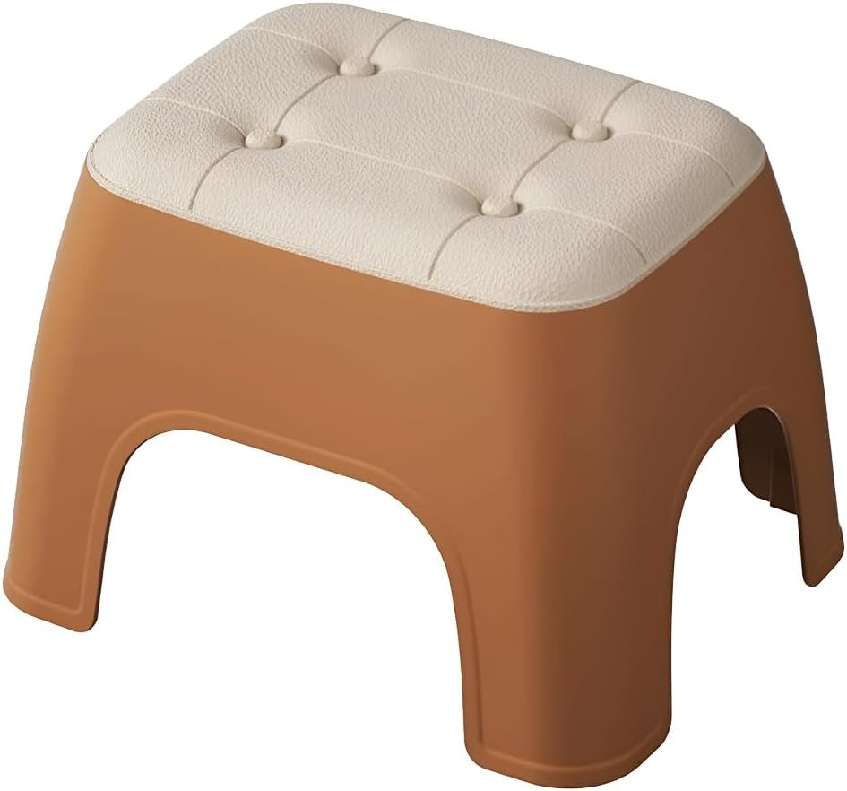 Portable Small Footstool Armchair Shoe Changing Stools Anti-Slip Chair Plastic Toddler Stool Kindergarten Household Small Bench 33X26.5X23Cm (Orange) image number 1