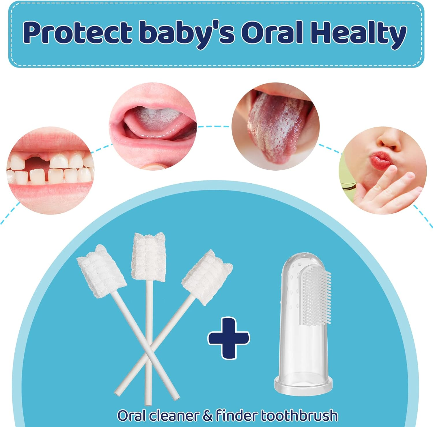 Tondiamo 100 Pcs Baby Tongue Cleaner Toothbrush Baby Oral Cleaner with 3 Pieces Finger Toothbrush for Newborn Mouth Oral Cleaning Infant for 0-36 Months image number 5