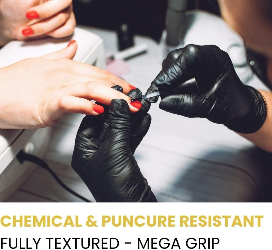 Xtraguard Black Nitrile Gloves - Heavy Duty, 6 Mil, Disposable, Latex & Powder Free, Chemical & Puncture Resistant, Food Safe, Medical Grade image number 2