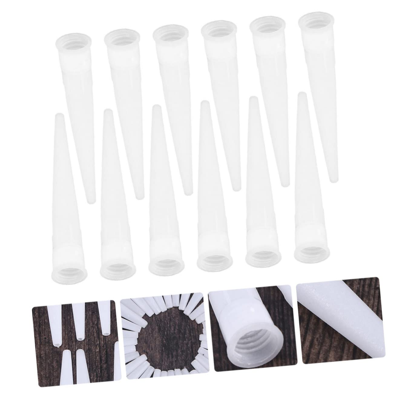 Angoily Caulking Tips, 50PCS Plastic Caulk Tips Extension Nozzle Tip Caulk, Nozzle Caps Tool Extender Reusable Caulking Glue Nozzles Tube Sealants White Tool image number 1