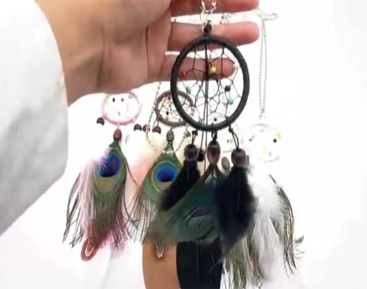 Dream Catcher Car Rear View Mirror Pendant Car Charm with Crystal Beads Small Dream Catchers for Rearview Mirror Hanging Kids Bedroom Decor (Black) image number 5