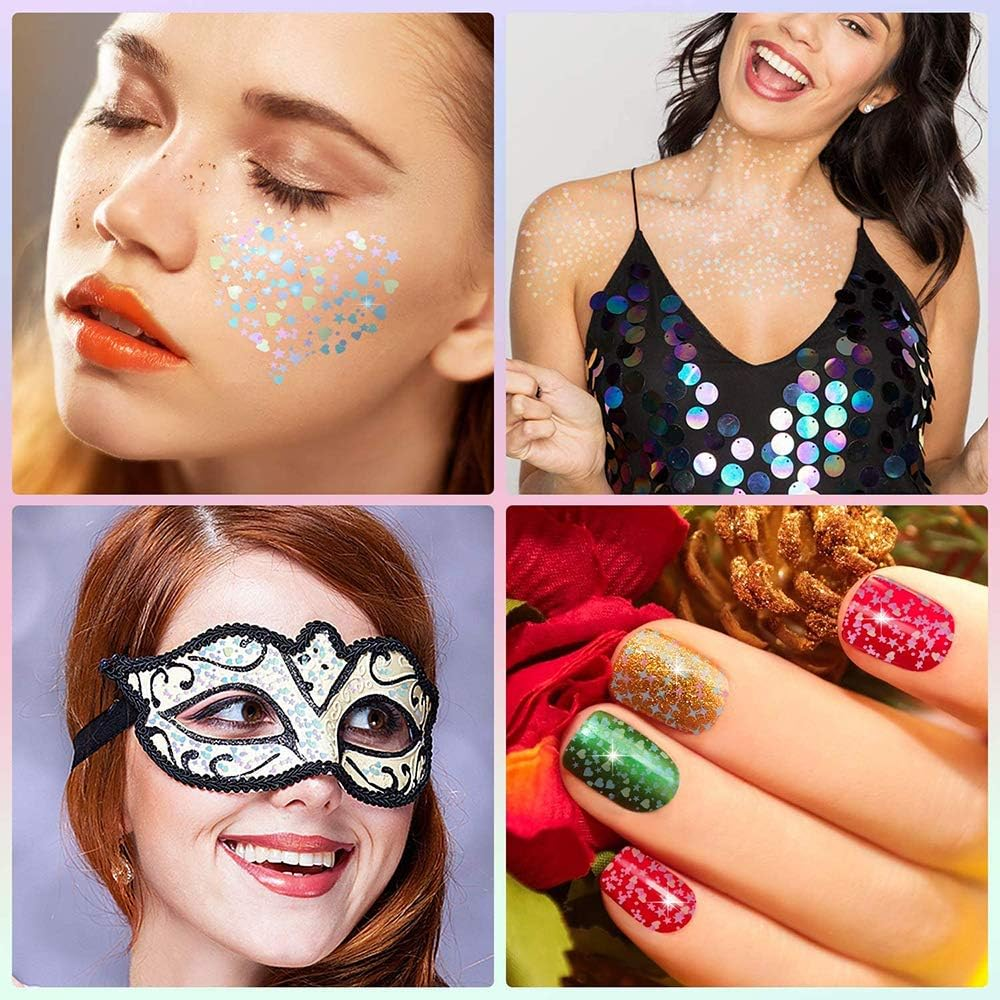 15 Boxes Holographic Nail Art Sequins Nails Glitter Iridescent Flakes for Nail Art DIY Decoration image number 1