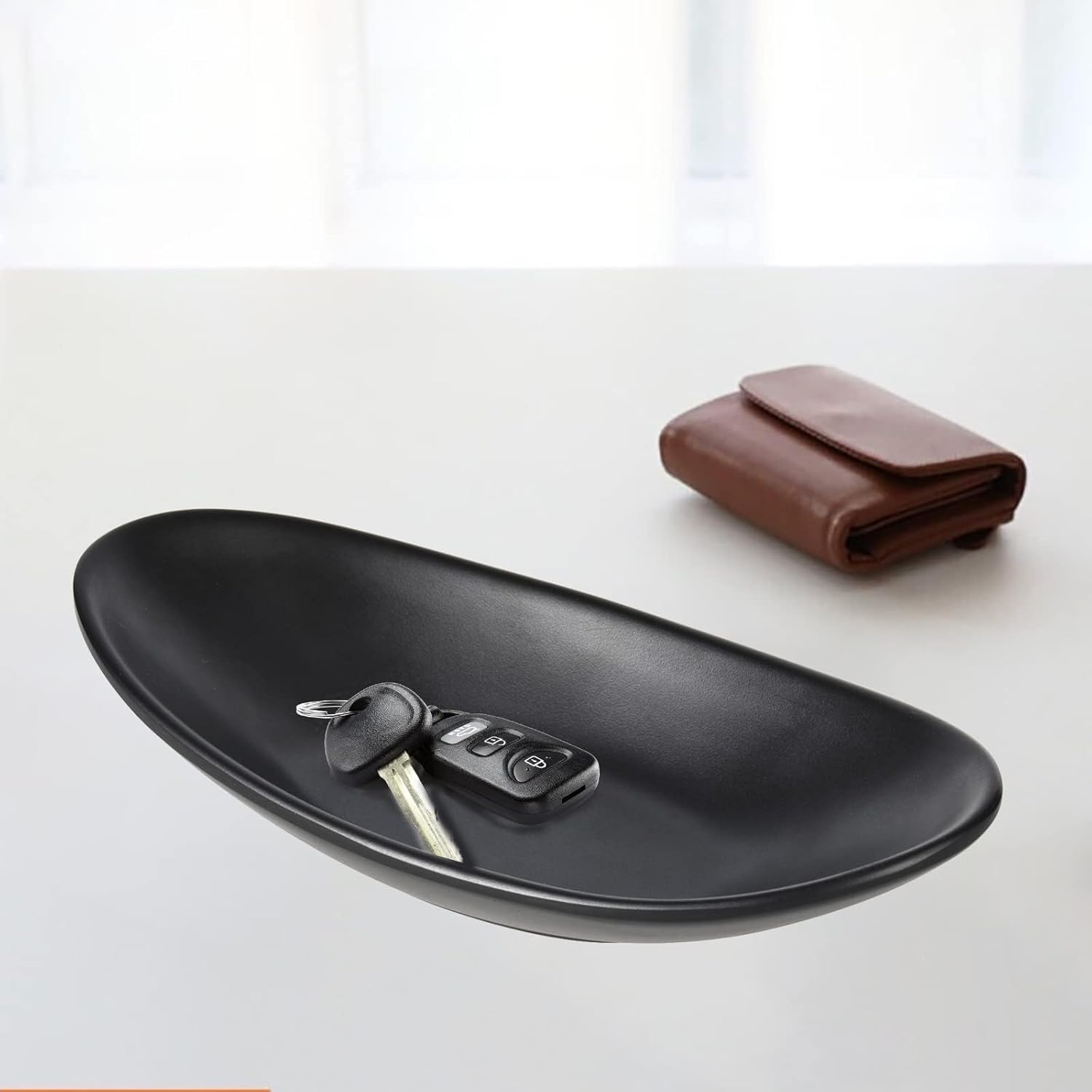 Feyarl Ring Dish Black Key Dish for Hallways Small Jewelry Tray Entryway Key Bowl Decorative Trinket Dish for Home Dresser Bathroom (Oval) image number 5