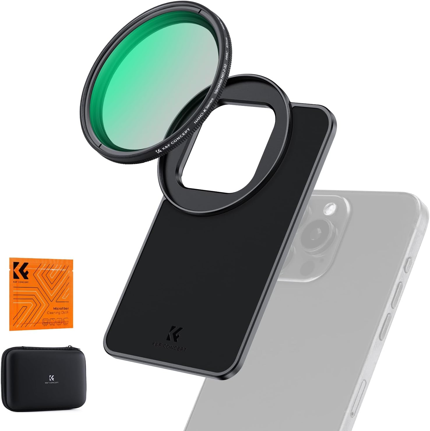 K&F Concept 67Mm ND2-32 Lens Filter with 6.7" Magnetic Case Kit, Variable Neutral Density Filter for Iphone 16 Pro Max/15/14/13/12 Pro Max/16 Plus/15 Plus/14 Plus image number 1