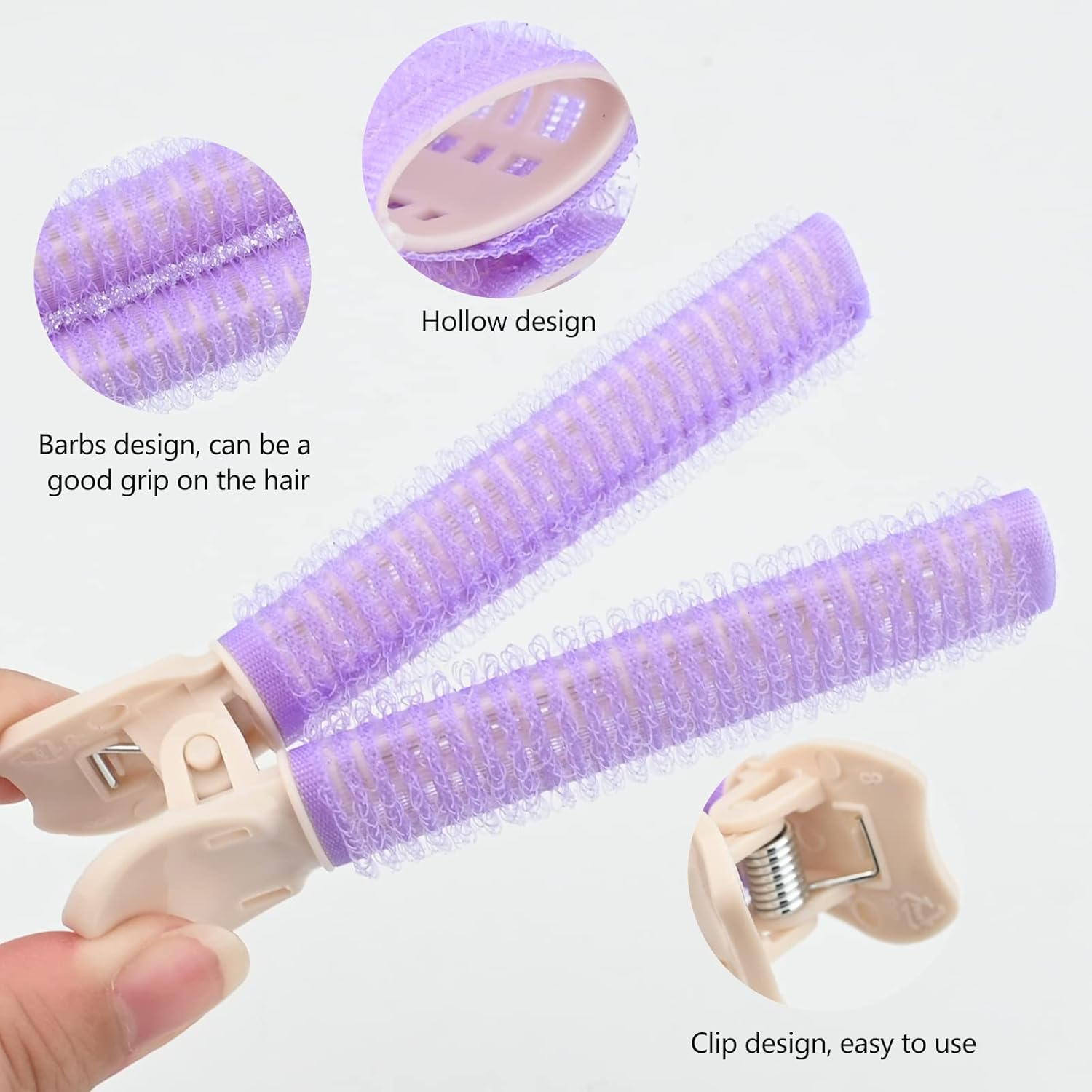 Bekecidi Pack of 10 Volume Hair Root Clips Natural Fluffy Hair Volumiser Self-Adhesive Curlers Roller Hair Styling Tools for Women and Girls (Purple) image number 4