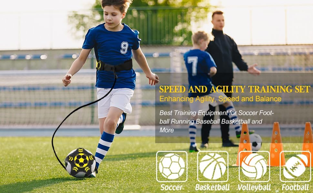 Soccer Training Belt,Soccer/Volleyball/Rugby Trainer,Hands-Free Adjustable Solo Soccer Trainer - Fits Ball Sizes 3, 4, and 5