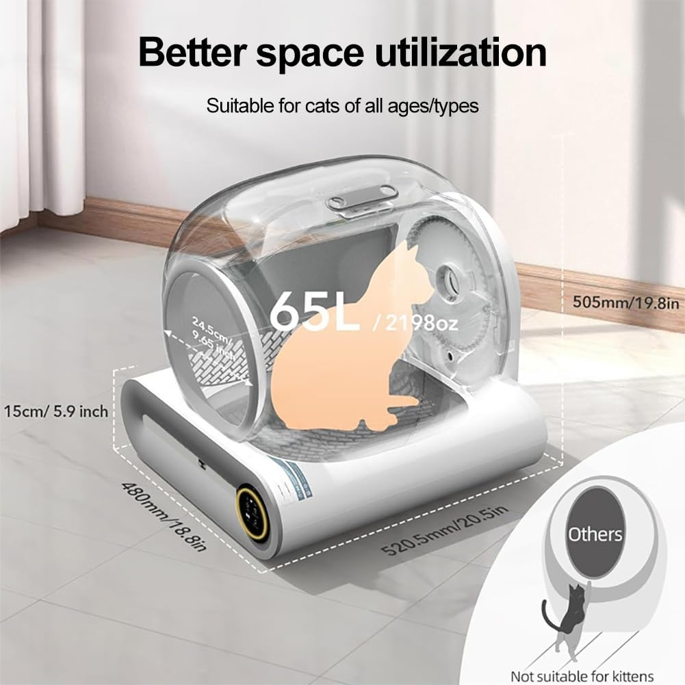 CHAOFLIGHT Self Cleaning Cat Litter Box,Automatic Cat Litter Boxes Extra Large Cat Litter Tray with 65L+9L Capacity App Control/Ionic Deodorizer Cat Litter Furniture for Multiple Cats image number 6