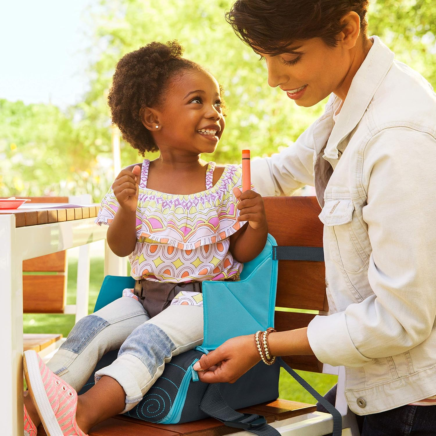 Munchkin Portable Travel Child Booster Seat, Blue/Grey