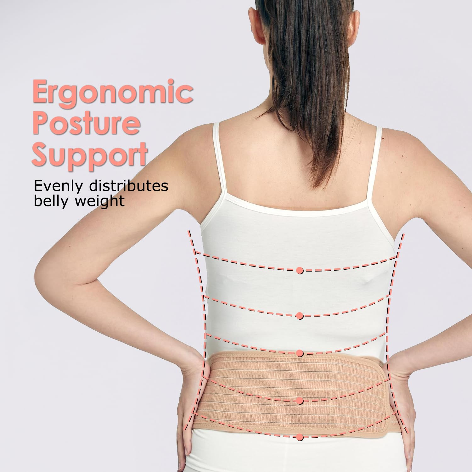 Maternity Belly Bands for Pregnant Women - Soft & Breathable Pregnancy Belly Support Band, 10CM Extra-Long Hook-And-Loop Tape, Adjustable Maternity Belt for Back, Pelvic Support, Comfortable, Easy to Use (Beige, XL-115CM) image number 2