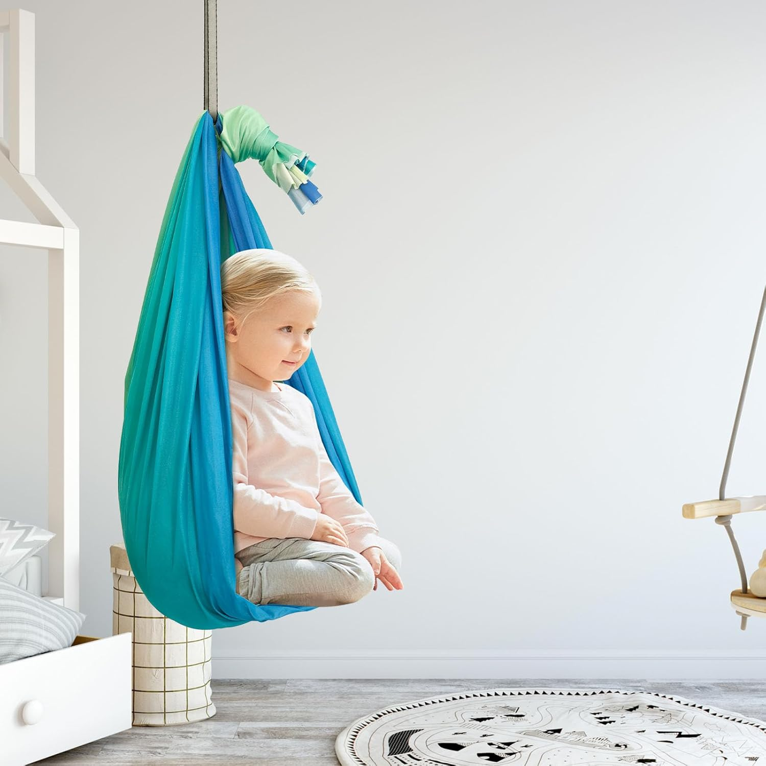 Awobepl Sensory Swing Double Layer Kids Sensory Swing Holds up to 200 Lbs Comfortable Indoor Cuddle Swing with 360&deg; Swivel Hardware for Children Adults Indoor Outdoor image number 4