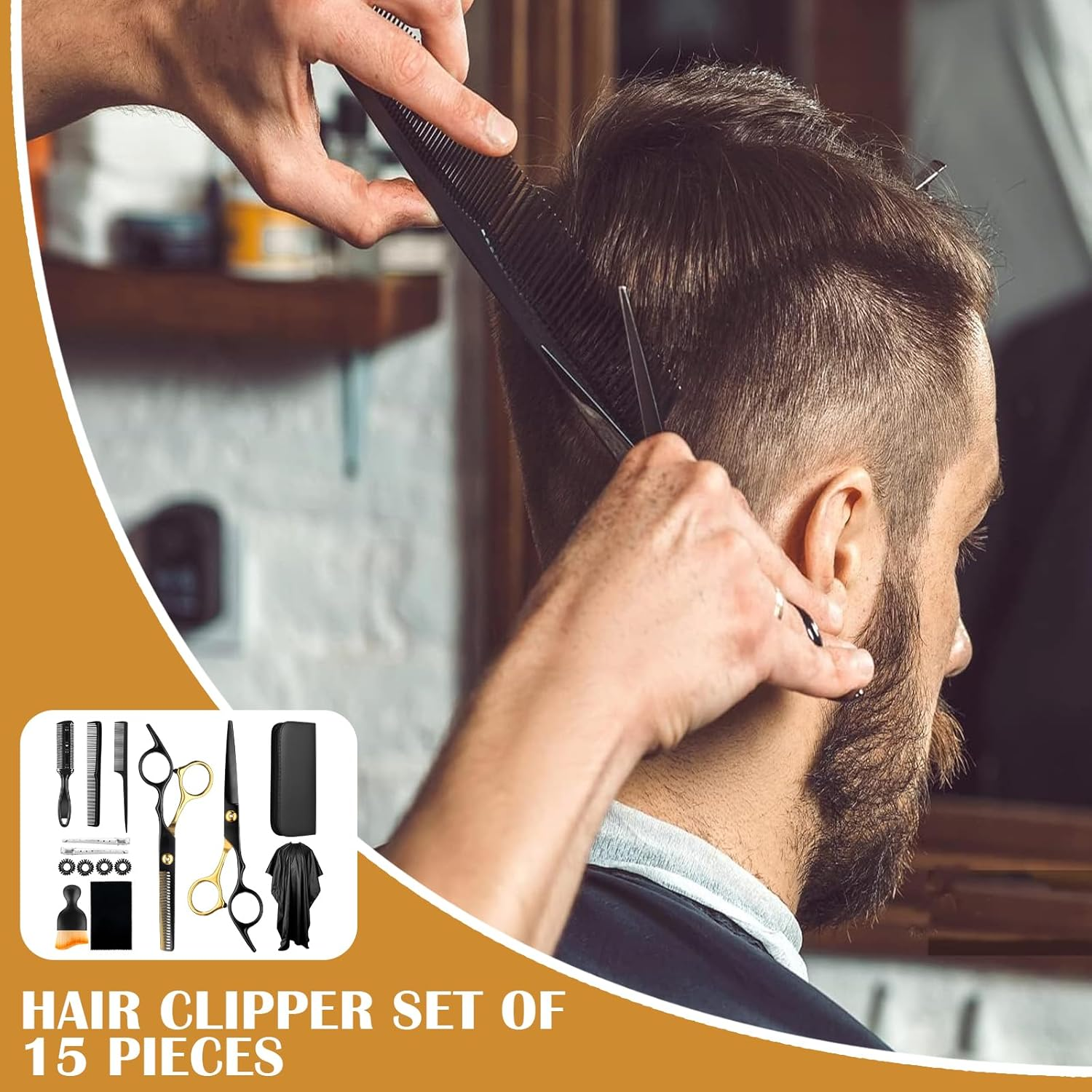 Hairdressing Scissors Set Hair Cutting Scissors Professional Hairdressing Scissors 6.7 Inch Thinning Scissors Hairdressing Hair Cutting Set for Women Men Pets Family Hairdressing Salon 15 Pieces image number 5