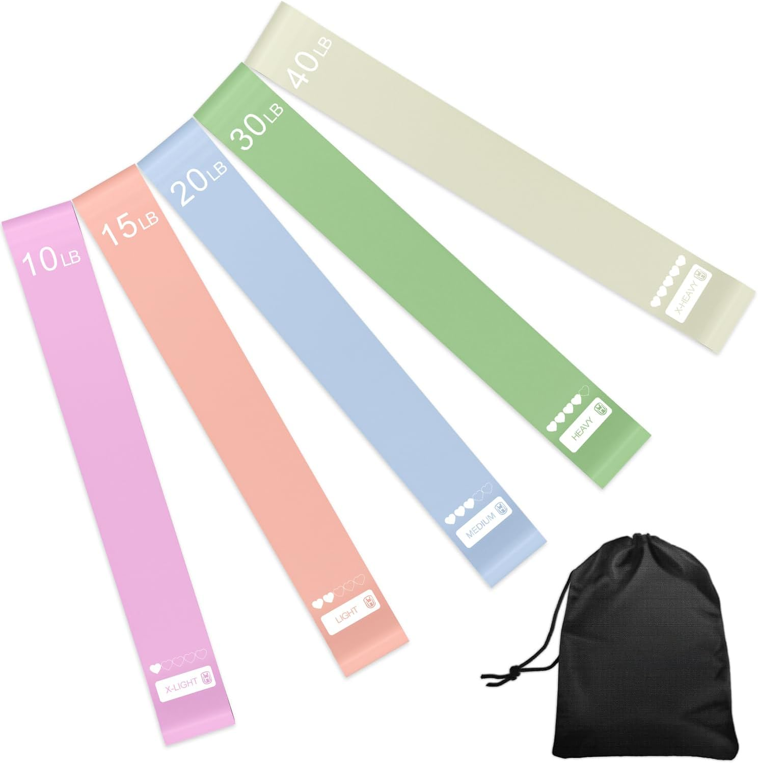 Yakiter Resistance Bands, Set of 5 Rubber Non-Slip Resistance Bands with 5 Different Resistance Levels, Suitable for Exercise, Workout, Physical Therapy, Yoga, Fitness with Carrying Bag image number 4