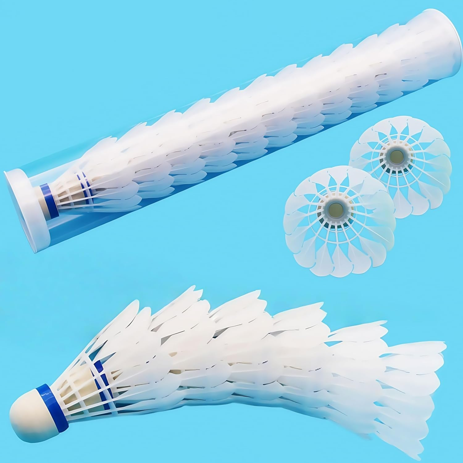 12 Pcs Badminton Shuttlecock,Nylon Shuttle Cocks,Aeroplane Shuttlecock,Badminton Ball Sports Equipment,With High Durability High Speed Badminton Birdies Balls(White)