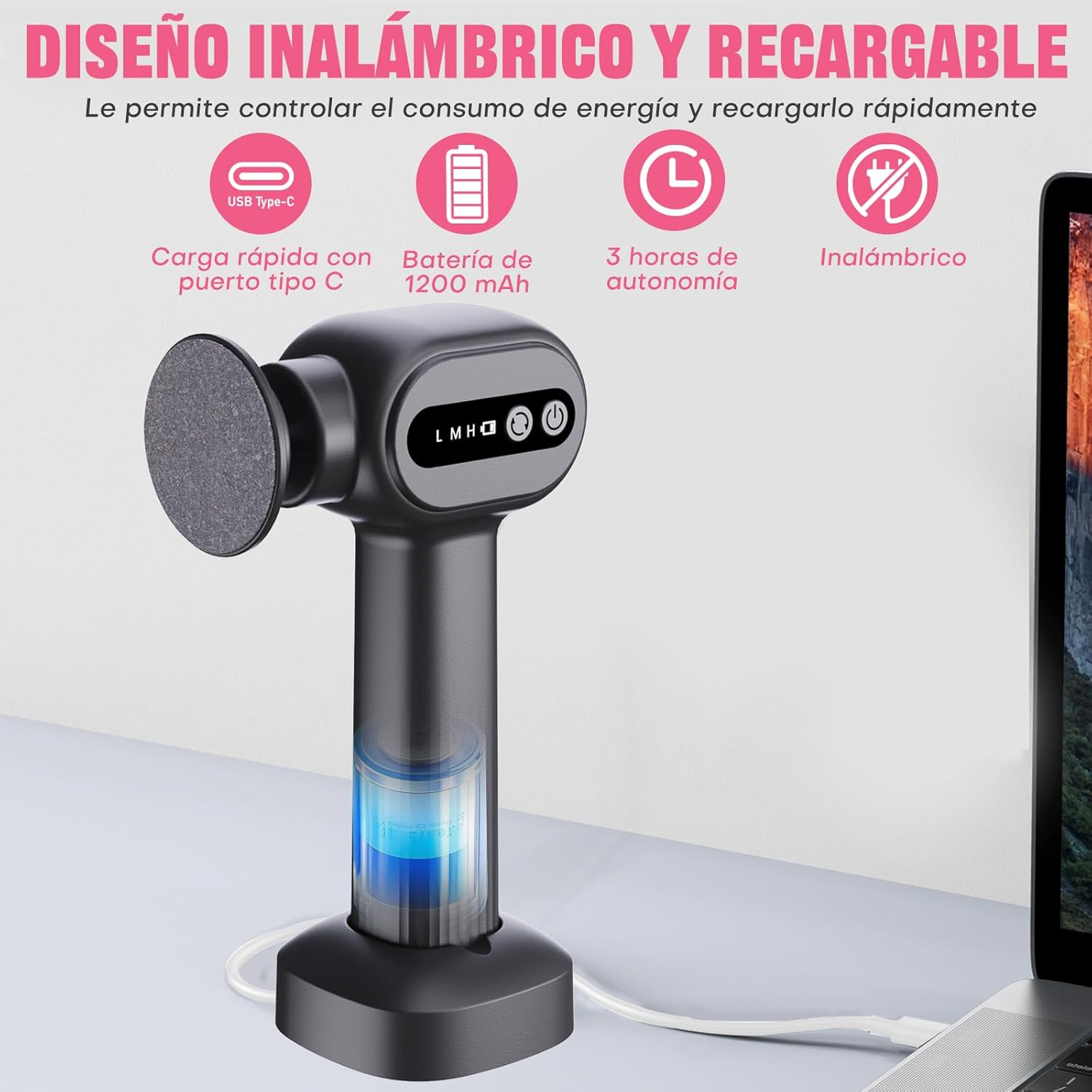 Bostar Electric Foot File 6 Speed Pink image number 1