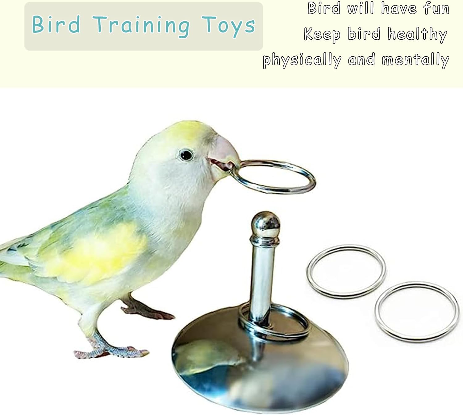 Wishesmar Metal Parrot Toys Set Parrot Training Toy Bird Educational Interactive Intelligence Toy Including Basketball Stacking Toy for Budgies Cockatiel Parakeet image number 2