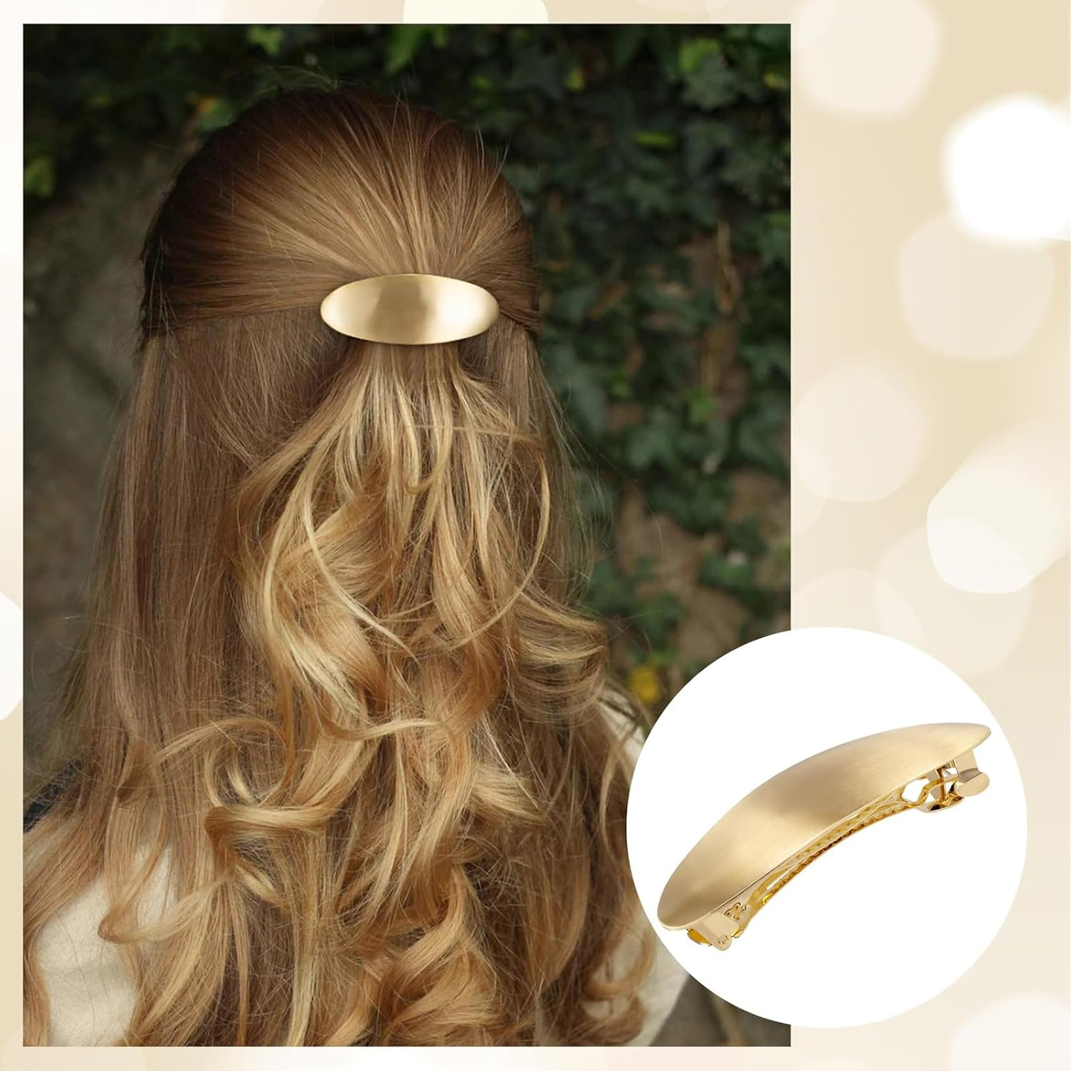 TELAIN Large Oval Metal Hair Clip in Gold Vintage French Design for Thick Long Hair Wedding Party Hair Accessories image number 5