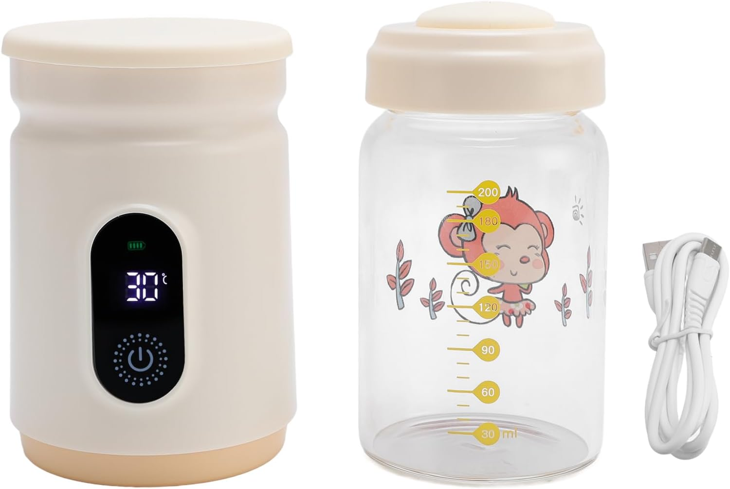 Cordless Rechargeable Milk Warmer with Digital Temperature Level Heating - 200Ml Baby Bottle Warmer for Breast Milk Portable Travel Use image number 5