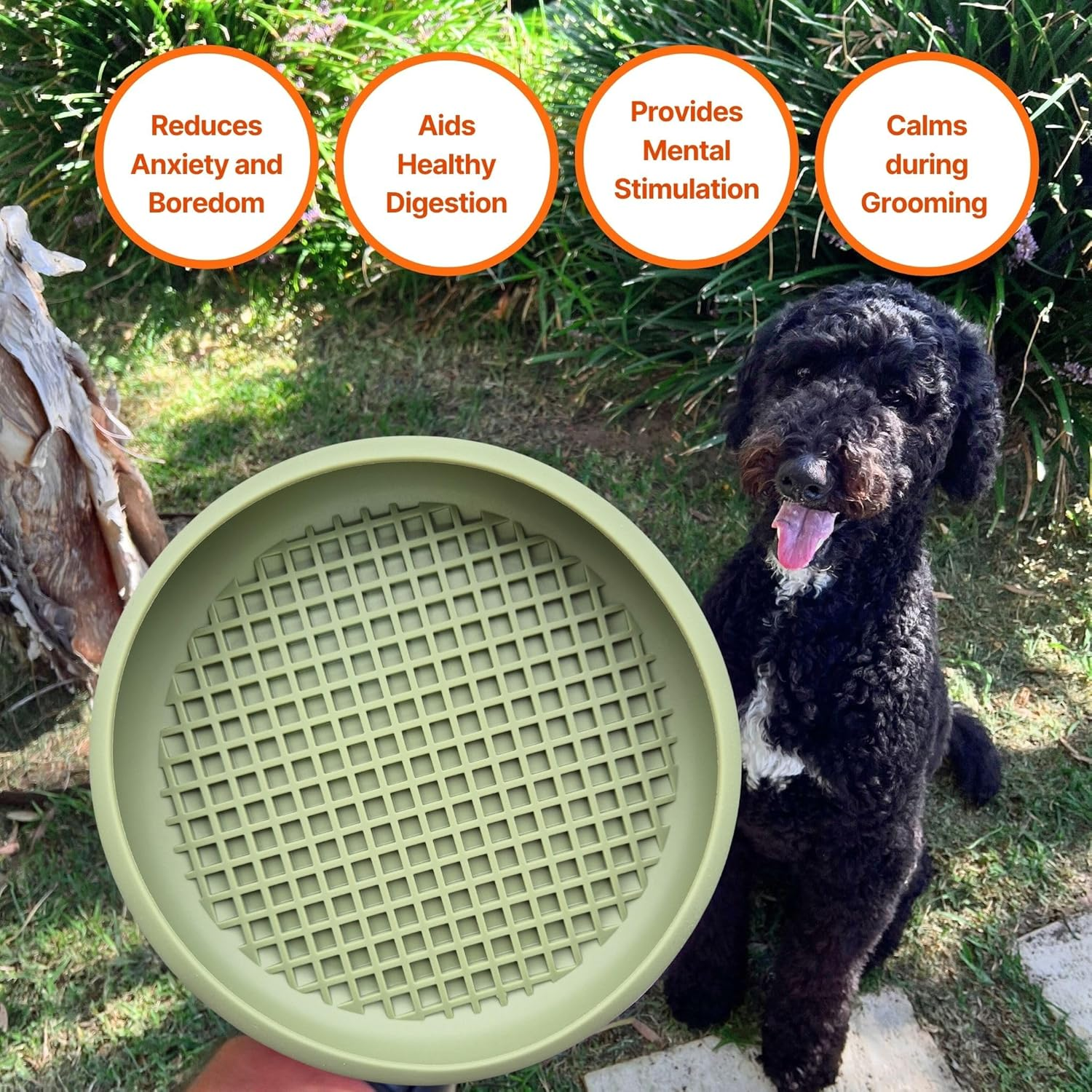 Dog Lick Mat Catcher, Bathing, Shower & Groomimg Distractor, Slow Feeder Dog Bowl for Anxiety Reduction, Boredom Buster, Unique Food and Dribble Catcher Design, Suitable All Dog Sizes (Green) image number 1
