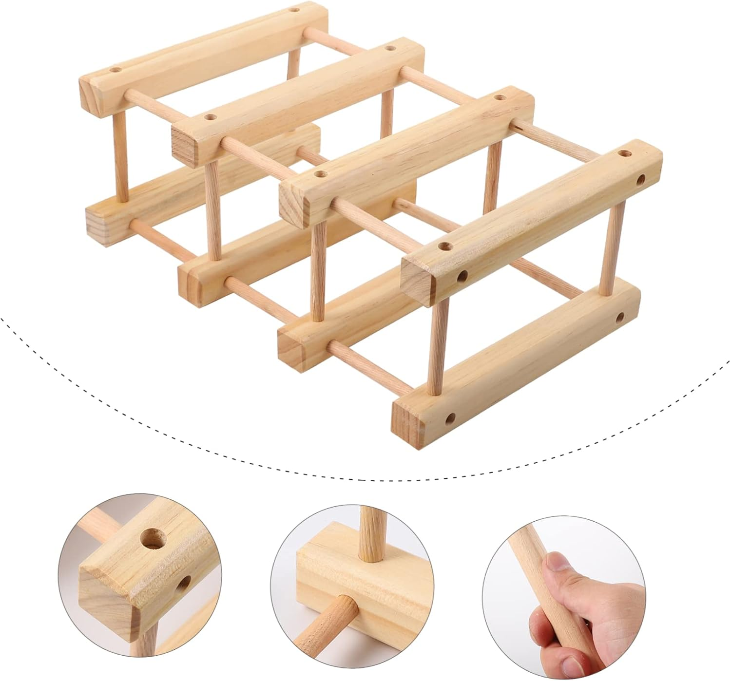 KICHOUSE Solid Wood Wine Bottle Rack Home DIY Wine Storage Rack Wooden Holders for Kitchen Shelf Bottle Display for Kitchen Storage Organisation Pantry image number 6