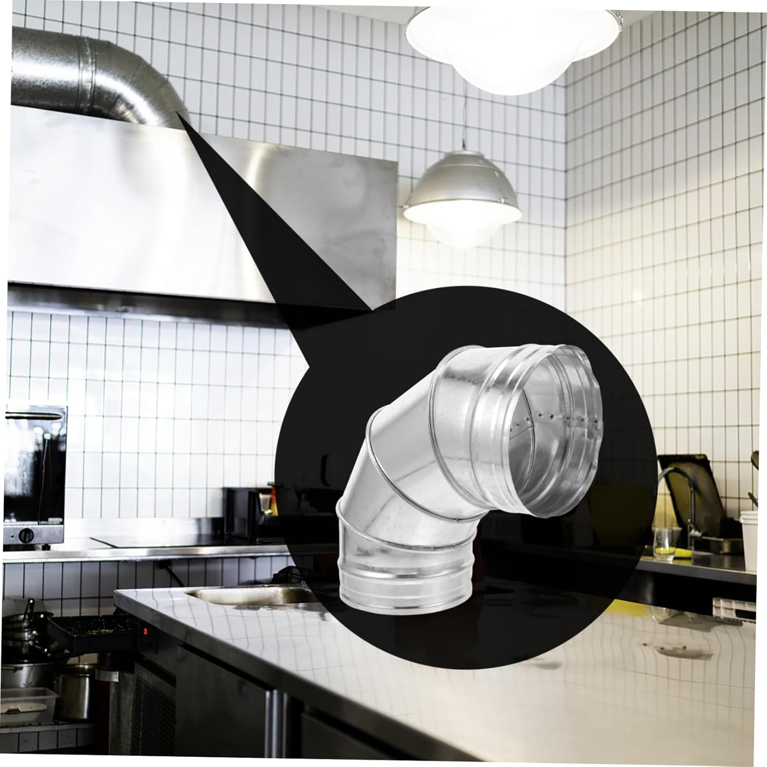 Iplusmile 6 Inch Metal Stove Flue Extension Elbow 90&deg; for Outdoor Flexible Ducting Exhaust image number 5