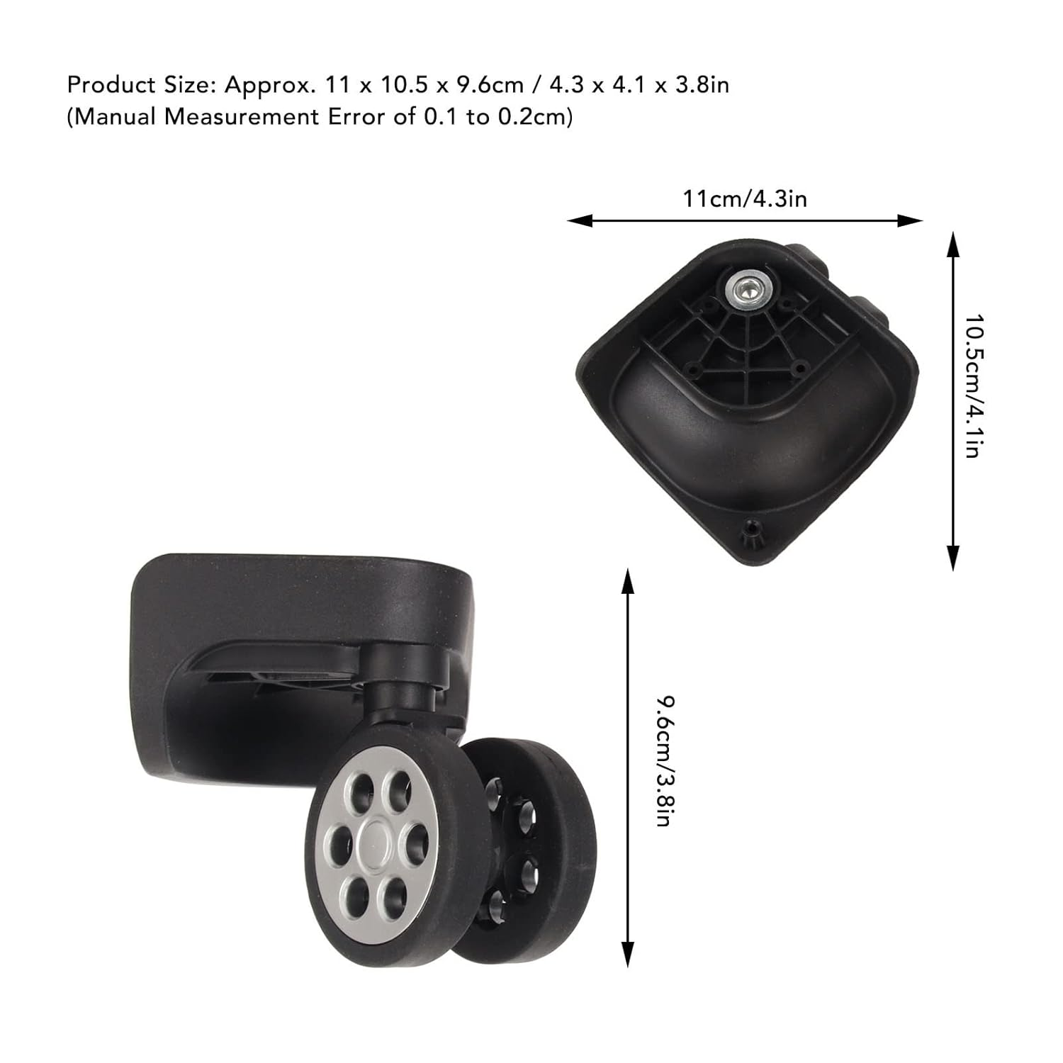 2 Pcs Luggage Wheels Replacement 360 Degree Rotation, Lockable Suitcase Caster with Screws for Replacement, Travel Suitcase Silent Wheel Repair Set image number 2