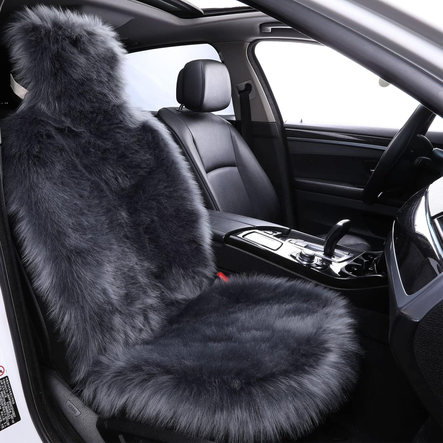 Universal Sheepskin Car Seat Covers, 3Pcs Full Sets, Anti-Slip Long Fluffy Auto Front Seat Covers, Luxury Fur Rear Bench Car Seat Cover, Car Seat Pads Winter Warm Accessories image number 4