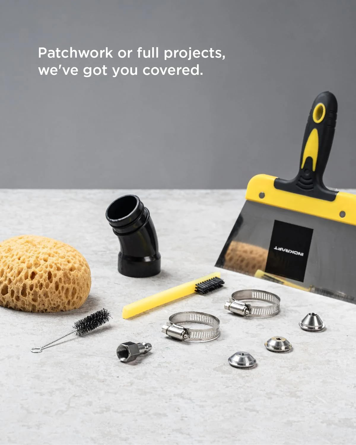 Texture Spray Gun with 5L Hopper, 3 Nozzle Sizes: 4.5/6.0/8.0Mm for Knockdown Popcorn, Drywall Hopper Texture Sprayer for Wall, Ceiling, Patch Works, Elbow Hose Included image number 1