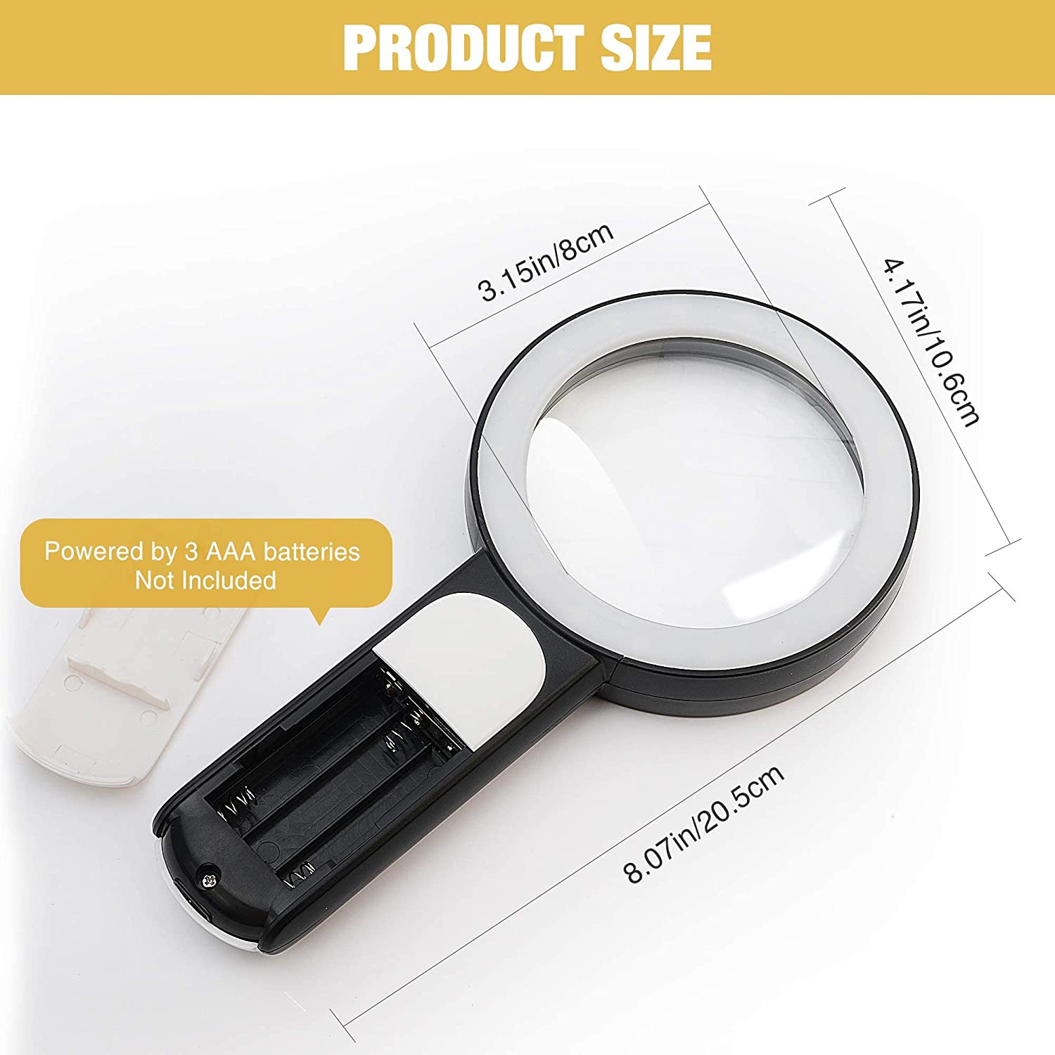 30X Magnifying Glass with 18LED Light, 80Mm Handheld Large Magnifying Glass Cold & Warm Light 3 Modes, Illuminated Lighted Magnifier for Seniors Kids Reading, Inspection, Coins (Lens Cloth Included) image number 1