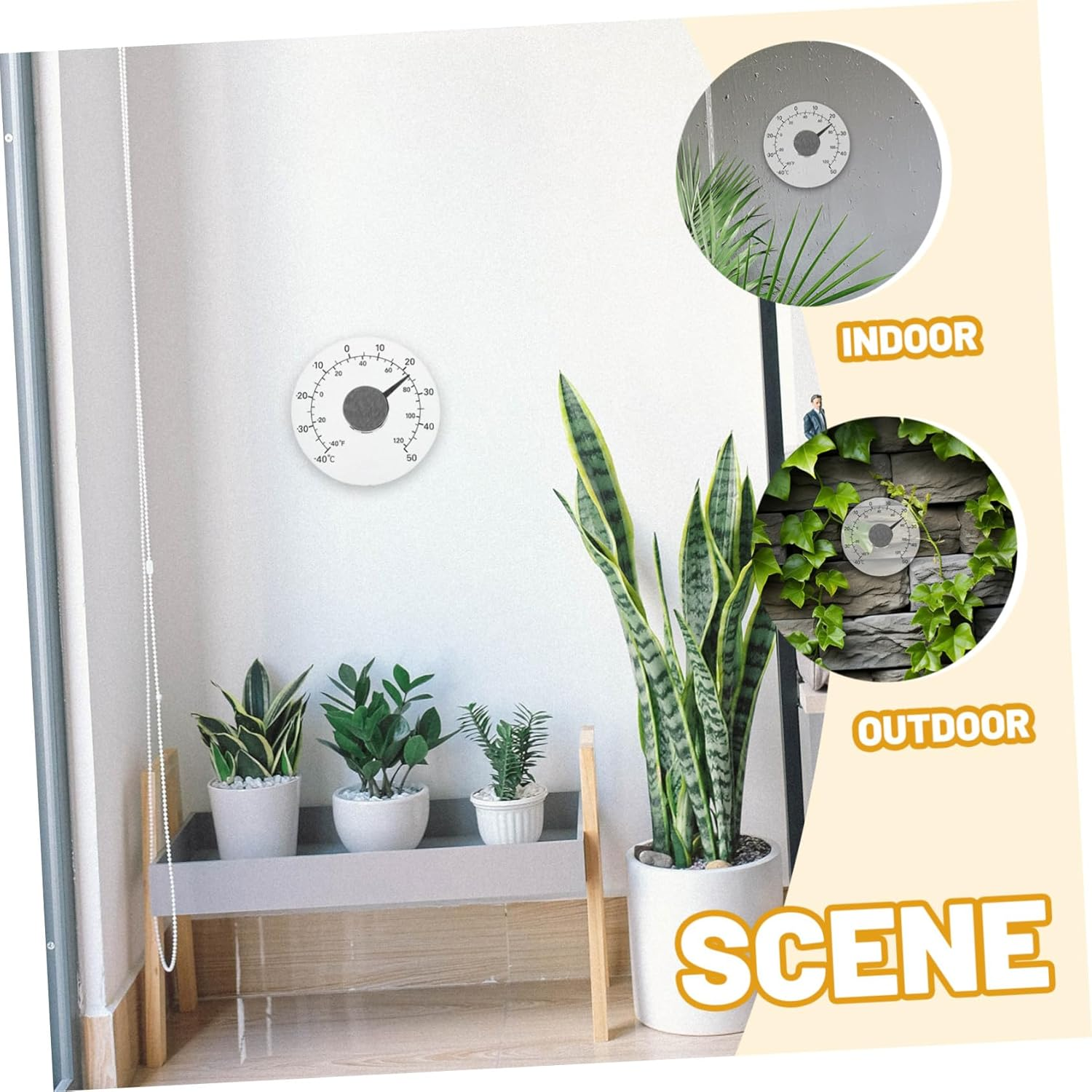 COHEALI Window Thermometer Indoor Outdoor Temperature for Garden Greenhouse Sauna Nursery with Easy-Read Scale Compact Practical Design image number 4