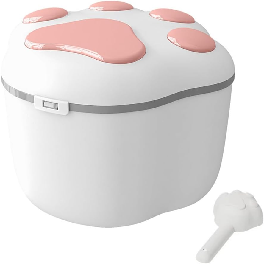 Pet Food Storage Container &ndash; Large Capacity Airtight Paw-Shaped Bin for Dog & Cat Food, Moisture-Proof, Dustproof, Insect-Resistant with Scoop, 31&times;36&times;20.5Cm, Pink image number 5